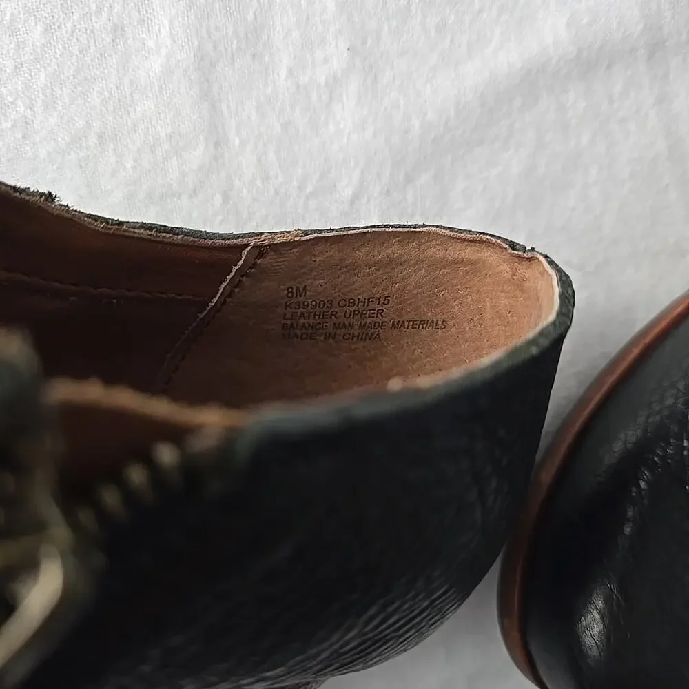 Kork-Ease Holmes Ankle Leather Wedge Heel Black Booties Size 8 Work Casual‎